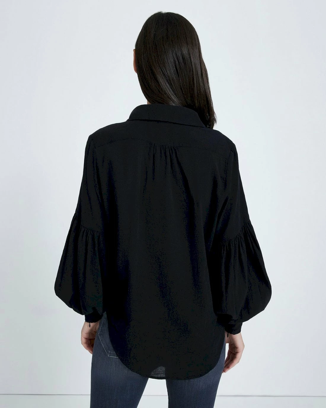 7 For All Mankind Balloon Sleeve Crepe Top In Jet Black 6 7 For All Mankind Balloon Sleeve Crepe Top In Jet Black - Image 4