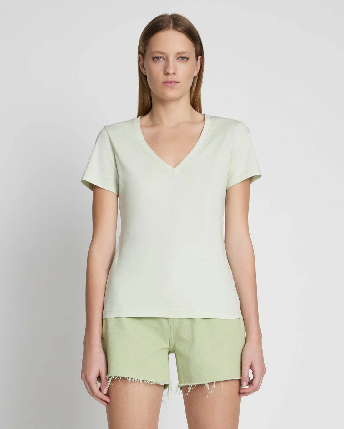 7 For All Mankind Pima Cotton Easy V-Neck Tee In Seafoam 3 7 For All Mankind Pima Cotton Easy V-Neck Tee In Seafoam