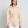 7 For All Mankind Faux Leather Cinched Waist Button Up Shirt In Nude -7 For All Mankind Sales 1261888a53e1ee12ba2fb83f6ae9952b