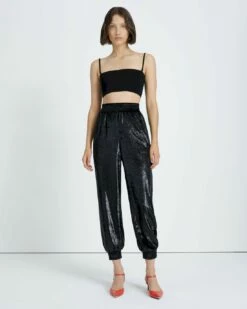 7 For All Mankind Luxe Jogger In Black Shine