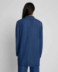 7 For All Mankind Denim Lustre Easy Blazer In Dark Indigo -7 For All Mankind Sales 1b1c1b47806c464de6a66cd57b950187