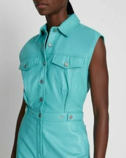 7 For All Mankind Leather Sleeveless Balloon Jumpsuit In Atlantis -7 For All Mankind Sales 287b1beebb119b5b97bb291a554ee463