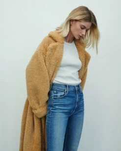 7 For All Mankind Shearling Belted Coat In Light Camel -7 For All Mankind Sales 3396556c56ca196b3e4207c4d1f8a1e2