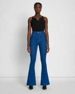 7 For All Mankind No Filter Ultra High Rise Skinny Flare In Aquamarine