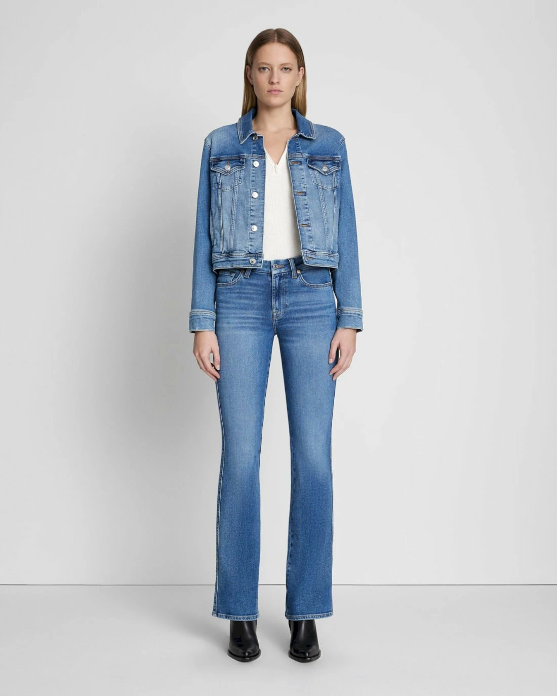 7 For All Mankind Classic Trucker Jacket In Lyme 4 7 For All Mankind Classic Trucker Jacket In Lyme - Image 2