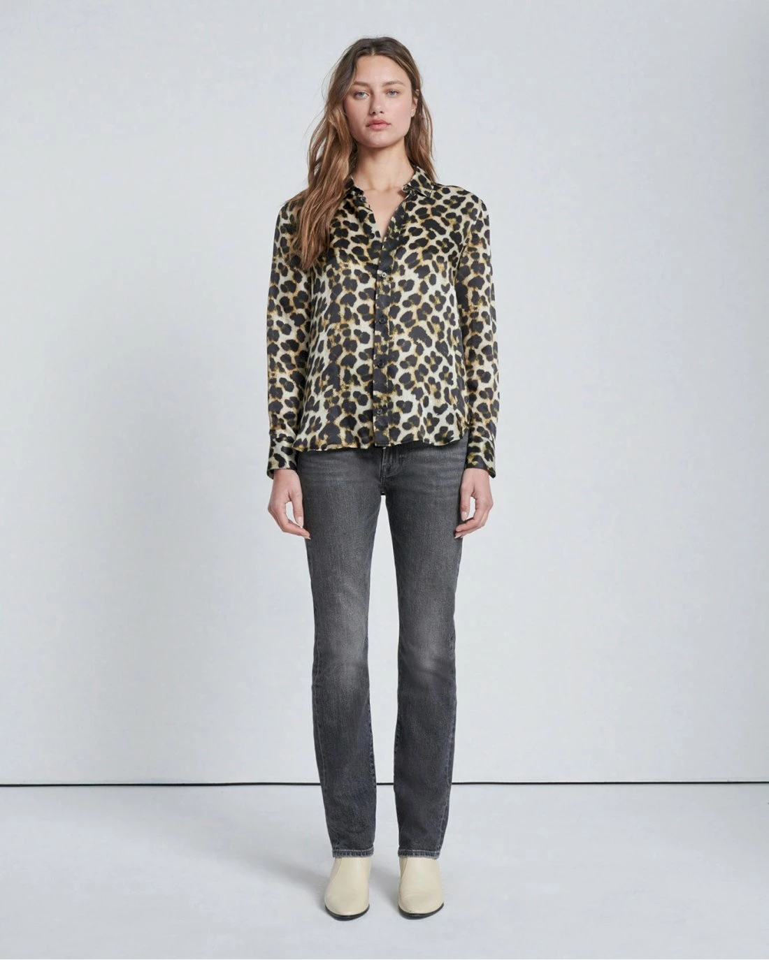 7 For All Mankind Silk Button-Up Shirt In Leopard 4 7 For All Mankind Silk Button-Up Shirt In Leopard - Image 2