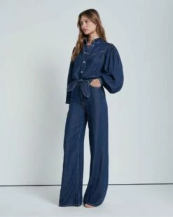 7 For All Mankind Denim Lustre Jo Jumpsuit In Curious