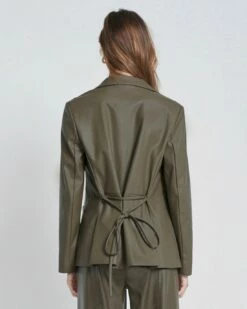 7 For All Mankind Faux Leather Tie Blazer In Deep Lichen -7 For All Mankind Sales 52b7c5354481f3f16c9828acc8e6426e