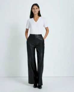 7 For All Mankind Faux Leather Easy Trouser In Black