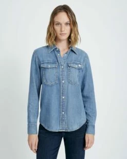7 For All Mankind Classic Denim Shirt In Maribel