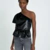 7 For All Mankind One Shoulder Ruffle Blouse In Black Shine -7 For All Mankind Sales 6000c635661e67f352905996a2972e58