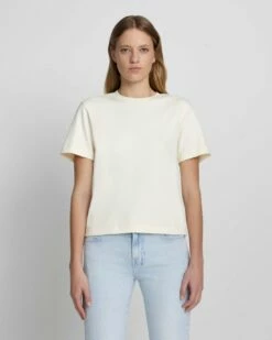7 For All Mankind Everyday Crew Neck Tee In Antique White