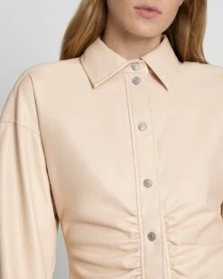 7 For All Mankind Faux Leather Cinched Waist Button Up Shirt In Nude -7 For All Mankind Sales 64258da1357c416c9b1965ae7c889618