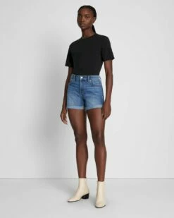 7 For All Mankind Broken Twill Mid Roll Short In Bright Light