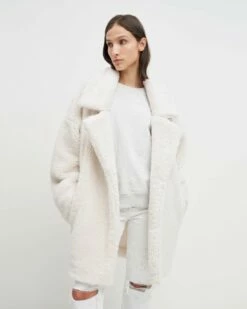 7 For All Mankind Shearling Cozy Coat In Ivory