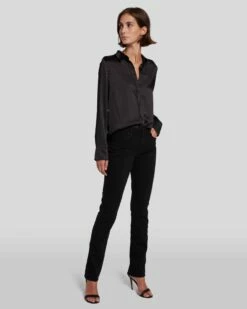 7 For All Mankind B(air) Kimmie Straight In Rinsed Black -7 For All Mankind Sales 7E027C43 RNS 6