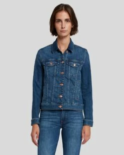 7 For All Mankind Slim Illusion Modern Trucker Jacket In Highline