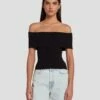 7 For All Mankind Off The Shoulder Ribbed Top In Black 2 7 For All Mankind Off The Shoulder Ribbed Top In Black -7 For All Mankind Sales 7N116F23 BLK 1