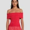 7 For All Mankind Off The Shoulder Ribbed Top In Geranium -7 For All Mankind Sales 7N116F23 GER 1