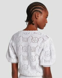 7 For All Mankind Short Sleeve Crochet Sweater In Bright White 11 7 For All Mankind Short Sleeve Crochet Sweater In Bright White -7 For All Mankind Sales 7N118C72 BRW 5