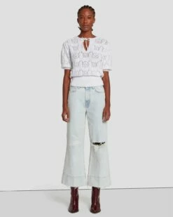 7 For All Mankind Short Sleeve Crochet Sweater In Bright White 12 7 For All Mankind Short Sleeve Crochet Sweater In Bright White -7 For All Mankind Sales 7N118C72 BRW 6