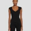 7 For All Mankind Sweetheart Rib Top In Black -7 For All Mankind Sales 7N119D35 BLK 1