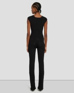 7 For All Mankind Sweetheart Rib Top In Black -7 For All Mankind Sales 7N119D35 BLK 5
