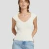 7 For All Mankind Sweetheart Rib Top In Cream -7 For All Mankind Sales 7N119D35 CRM 1