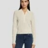 7 For All Mankind Quarter Zip Polo Sweater In Cream -7 For All Mankind Sales 7N120F35 CRM 1