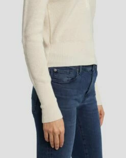 7 For All Mankind Quarter Zip Polo Sweater In Cream -7 For All Mankind Sales 7N120F35 CRM 3