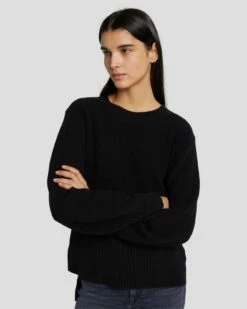 7 For All Mankind Cashmere Crewneck Sweater In Black