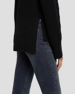 7 For All Mankind Cashmere Crewneck Sweater In Black -7 For All Mankind Sales 7N122F34 BLK 3