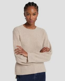 7 For All Mankind Cashmere Crewneck Sweater In Oatmeal