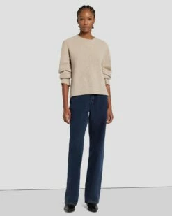 7 For All Mankind Cashmere Crewneck Sweater In Oatmeal -7 For All Mankind Sales 7N122F34 OAT 3