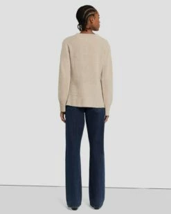 7 For All Mankind Cashmere Crewneck Sweater In Oatmeal -7 For All Mankind Sales 7N122F34 OAT 4