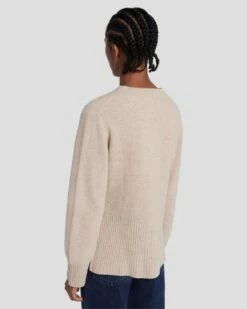 7 For All Mankind Cashmere Crewneck Sweater In Oatmeal -7 For All Mankind Sales 7N122F34 OAT 5