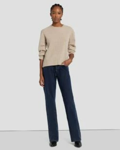 7 For All Mankind Cashmere Crewneck Sweater In Oatmeal -7 For All Mankind Sales 7N122F34 OAT 6