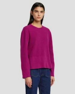 7 For All Mankind Cashmere Crewneck Sweater In Raspberry