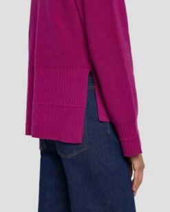 7 For All Mankind Cashmere Crewneck Sweater In Raspberry -7 For All Mankind Sales 7N122F34 RBR 3