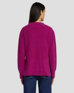 7 For All Mankind Cashmere Crewneck Sweater In Raspberry -7 For All Mankind Sales 7N122F34 RBR 4