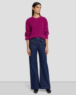 7 For All Mankind Cashmere Crewneck Sweater In Raspberry -7 For All Mankind Sales 7N122F34 RBR 5