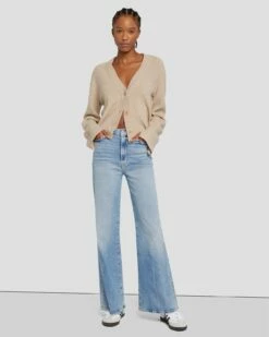 7 For All Mankind Cashmere Cardigan In Oatmeal -7 For All Mankind Sales 7N123F34 OAT 3