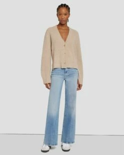 7 For All Mankind Cashmere Cardigan In Oatmeal -7 For All Mankind Sales 7N123F34 OAT 6