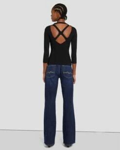 7 For All Mankind Open Back Knit Top In Black -7 For All Mankind Sales 7N124D35 BLK 4