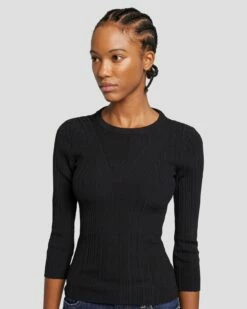 7 For All Mankind Open Back Knit Top In Black -7 For All Mankind Sales 7N124D35 BLK 5
