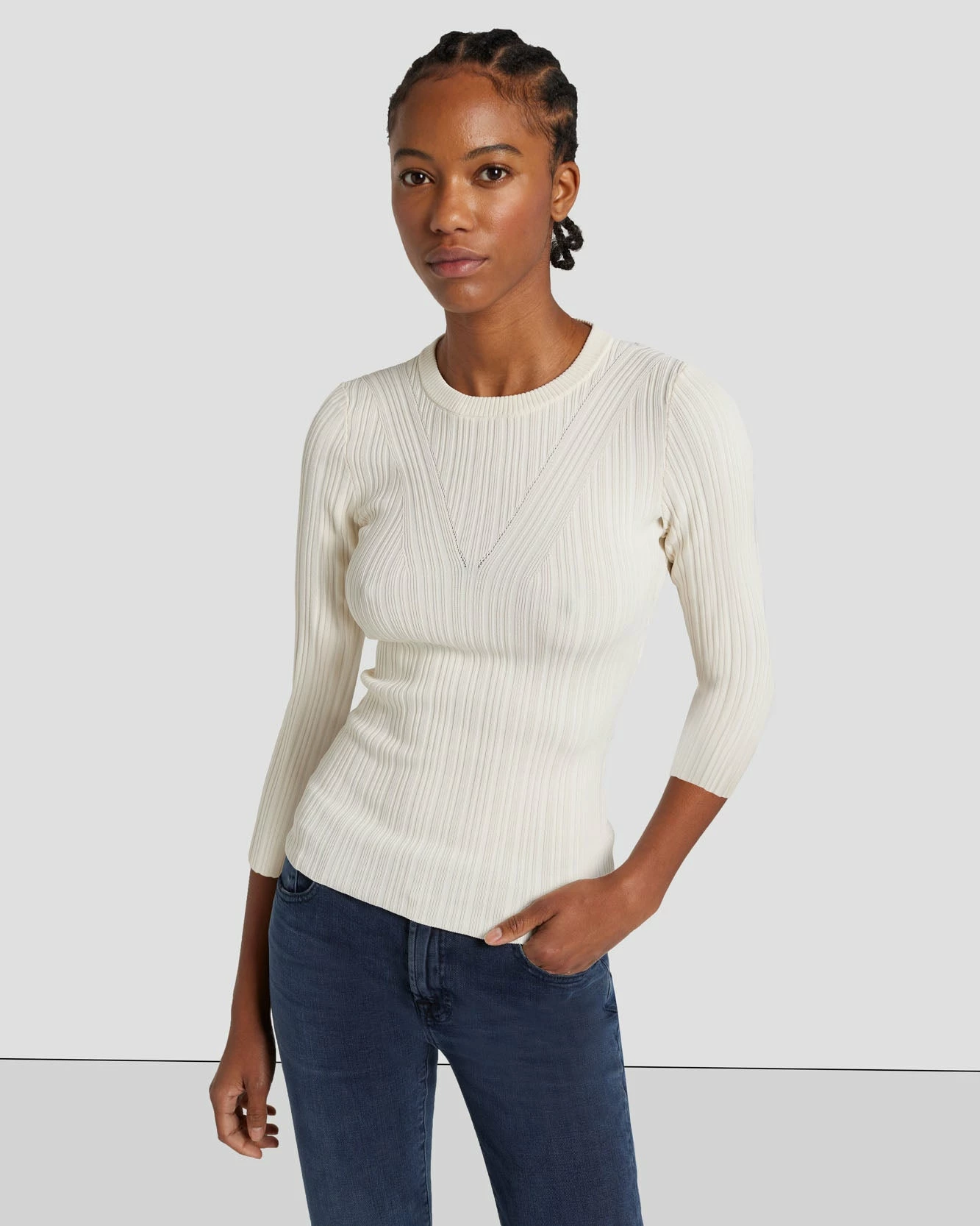 7 For All Mankind Open Back Knit Top In Cream 3 7 For All Mankind Open Back Knit Top In Cream