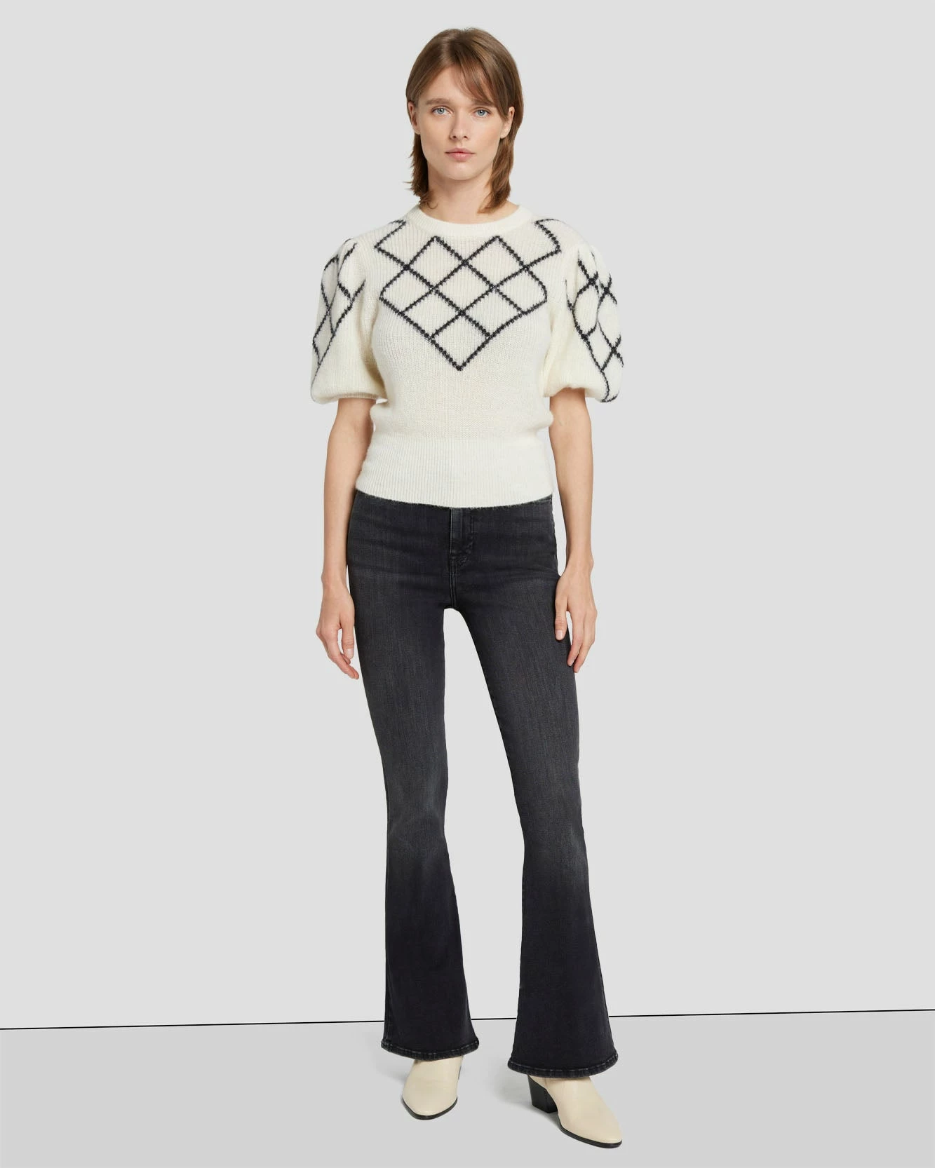 7 For All Mankind Puff Diamond Sweater In Cream 8 7 For All Mankind Puff Diamond Sweater In Cream - Image 6