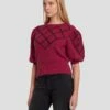 7 For All Mankind Puff Diamond Sweater In Raspberry -7 For All Mankind Sales 7N126F41 RBR 1