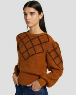 7 For All Mankind Diamond Sweater In Ginger -7 For All Mankind Sales 7N128F41 GIN 3