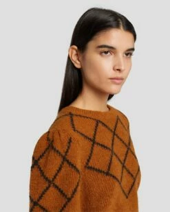 7 For All Mankind Diamond Sweater In Ginger -7 For All Mankind Sales 7N128F41 GIN 6